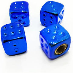 4 Pcs Set Universal Aluminum Ludo Dice Style Blue Color Tire Valve Stem Caps