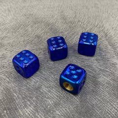 4 Pcs Set Universal Aluminum Ludo Dice Style Blue Color Tire Valve Stem Caps