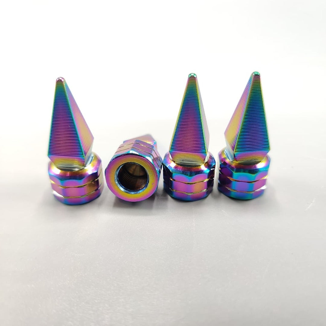 4 Pcs Set Universal Aluminum Spike Nut Style Multi Color Tire Valve Stem Caps