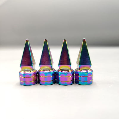 4 Pcs Set Universal Aluminum Spike Nut Style Multi Color Tire Valve Stem Caps