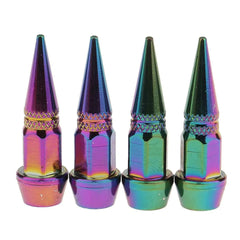 4 Pcs Set Universal Aluminum Spike Style Multi Color Tire Valve Stem Caps
