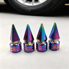 4 Pcs Set Universal Aluminum Spike Nut Style Multi Color Tire Valve Stem Caps