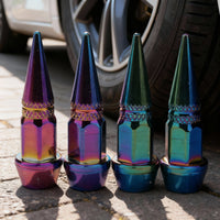4 Pcs Set Universal Aluminum Spike Style Multi Color Tire Valve Stem Caps