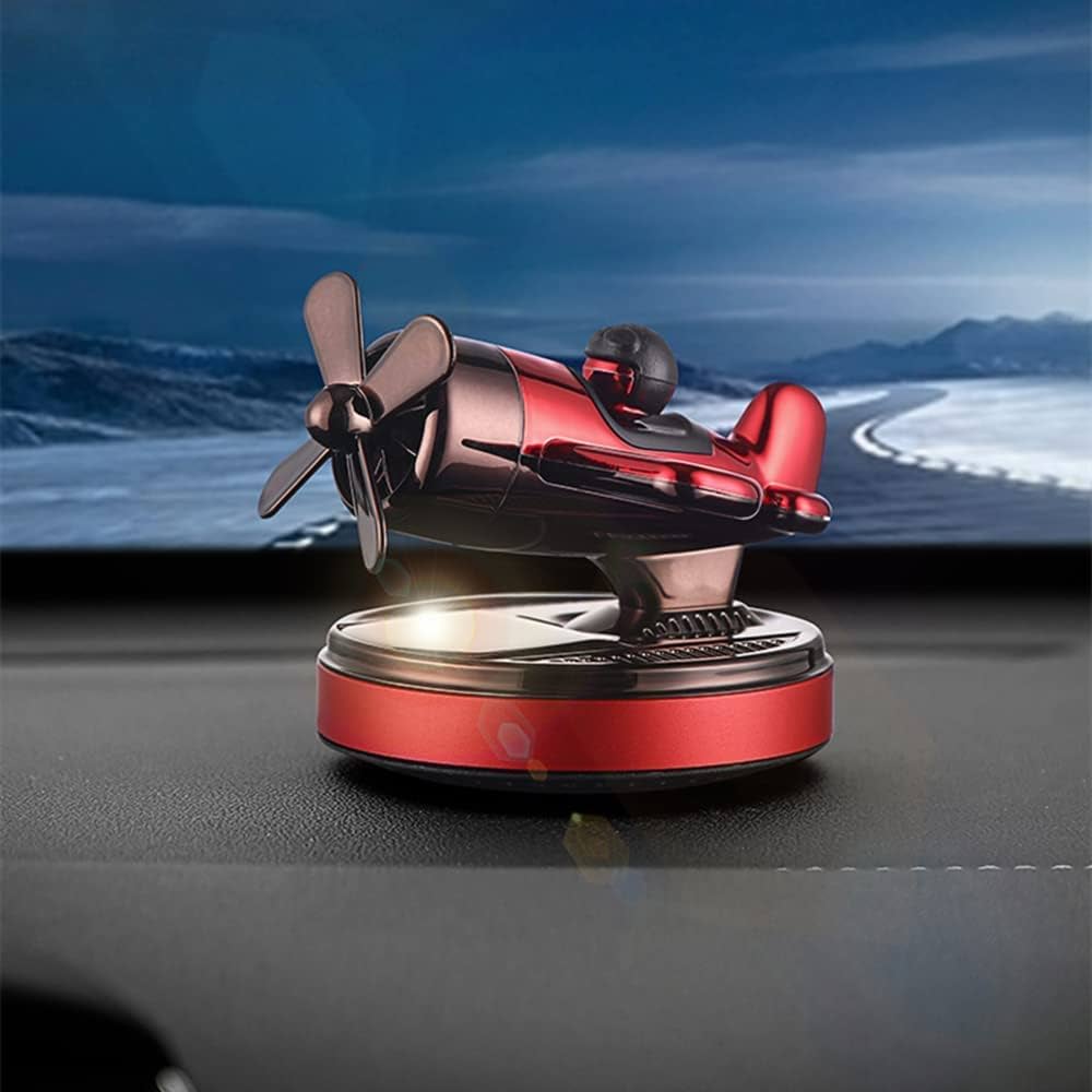 Universal Solar Powered Aircraft Red With Air Freshener Dashboard Perfume Car Auto Diffuser