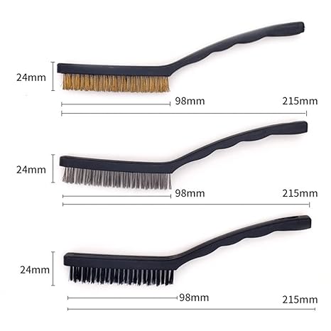 Universal 3 Pcs Large Wire Brush Set, Stainless Steel, Brass and Nylon Bristle for Cleaning Welding Slag Rust and Dust 3 Pcs Set