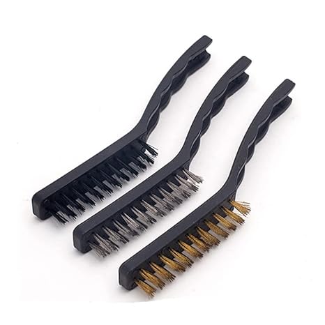 Universal 3 Pcs Large Wire Brush Set, Stainless Steel, Brass and Nylon Bristle for Cleaning Welding Slag Rust and Dust 3 Pcs Set