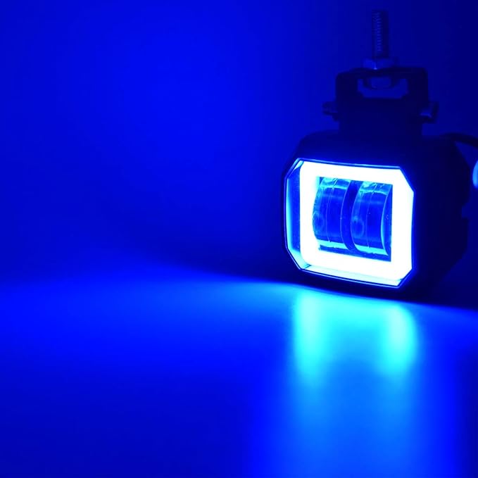 Universal 3 inch Square Shape Blue Angel Eye DRL White Light With Flasher 1 Pc
