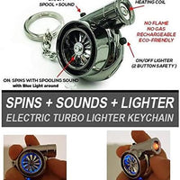 D-11 Car 3 in 1 Turbo Key Chain With USB Rechargeable Option Key Ring with LED Light and Sound 1 Pc (Silver)