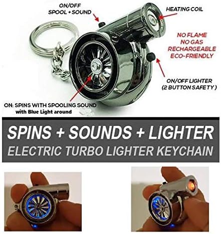 D-11 Car 3 in 1 Turbo Key Chain With USB Rechargeable Option Key Ring with LED Light and Sound 1 Pc (Silver)