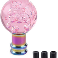 Universal Acrylic Round Ball Style Gear Shift Knob Manual Transmission Shifter Lever Stick(Pink)