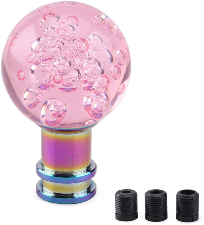 Universal Acrylic Round Ball Style Gear Shift Knob Manual Transmission Shifter Lever Stick(Pink)