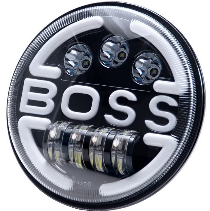 Boss Headlight Round Beam Model For Jeep Wrangler 2 Pc Set