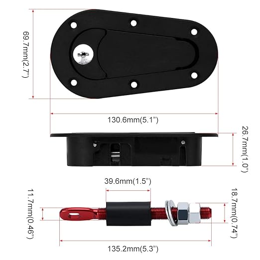 Universal Flush Hood Pins Engine Bonnet Latch Lock Kit Hood Lock ﻿Kit Car Cover Lock (Black)