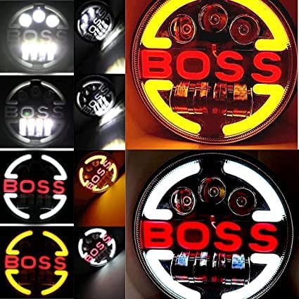 Boss Headlight Round Beam Model For Jeep Wrangler 2 Pc Set