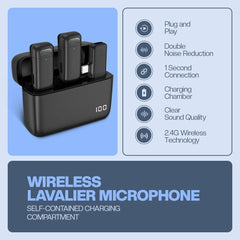 2-in-1 Wireless Microphone Noise Reduction Mic with Charging Case For Video Recording In Premium Quality