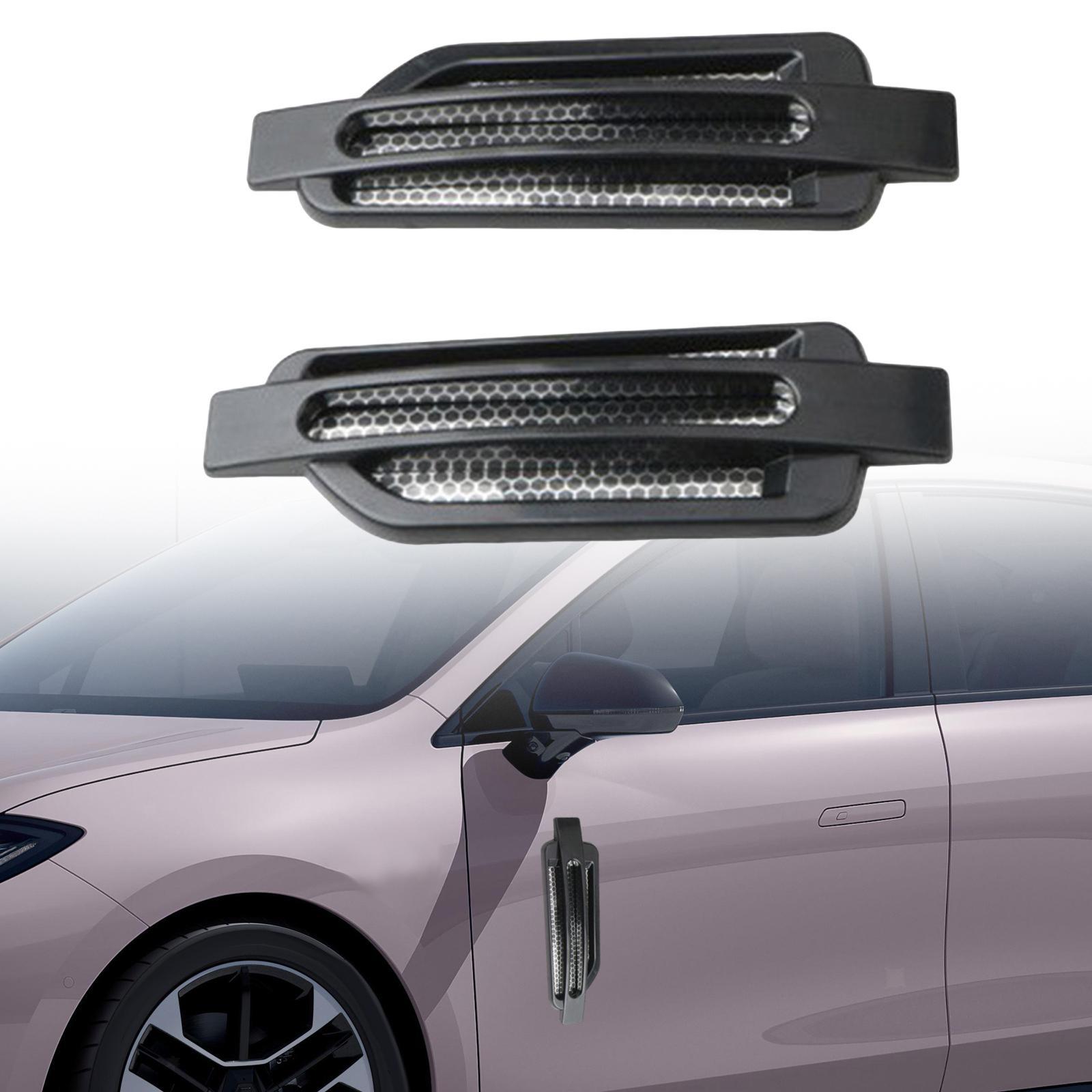 Universal Black Side Vent Air Intake Flow Cover Car Exterior Decoration 2 Pcs Set