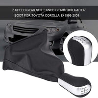 Universal 5 Speed Silver Gear Knob With Leather Boot Cover In Premium Quality