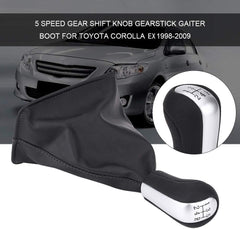 Universal 5 Speed Silver Gear Knob With Leather Boot Cover In Premium Quality