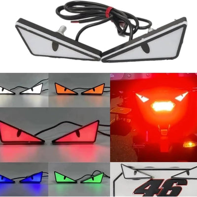 2 Pcs Set Universal Motorcycle LED Devil Eyes Lights License Number Plate Decorative Lamp