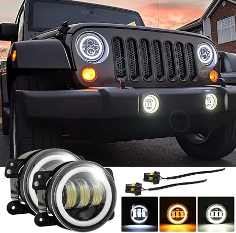 Universal Angel Eyes LED Fog Light Car Front Foglight Replacement Auto Lamp DRL Driving Fog Lamp for Car 2 Pc