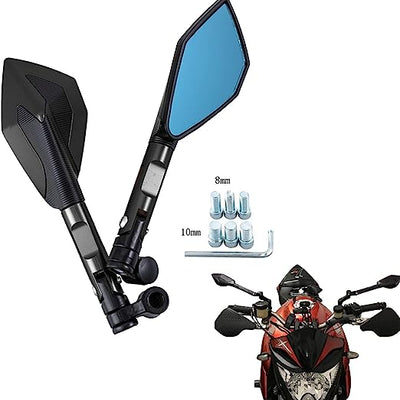 Motorcycle side mirror Anti Glaze back view mirror Black universal fitting for all bikes