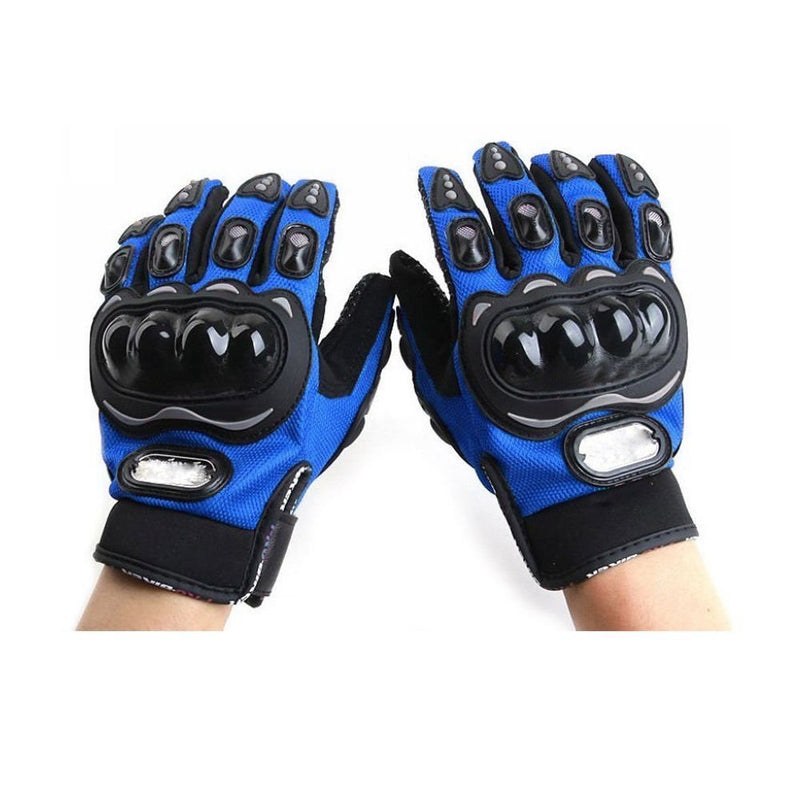 D-11 Motorbike Gloves Full Finger Knight Riding Gloves 2 Pcs Set (Blue)