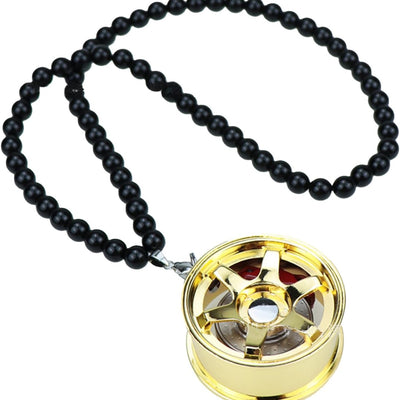Universal Aluminum Rim Car Hanging Rear View Mirror Decoration Accessories For Car 1 Pc(Golden)