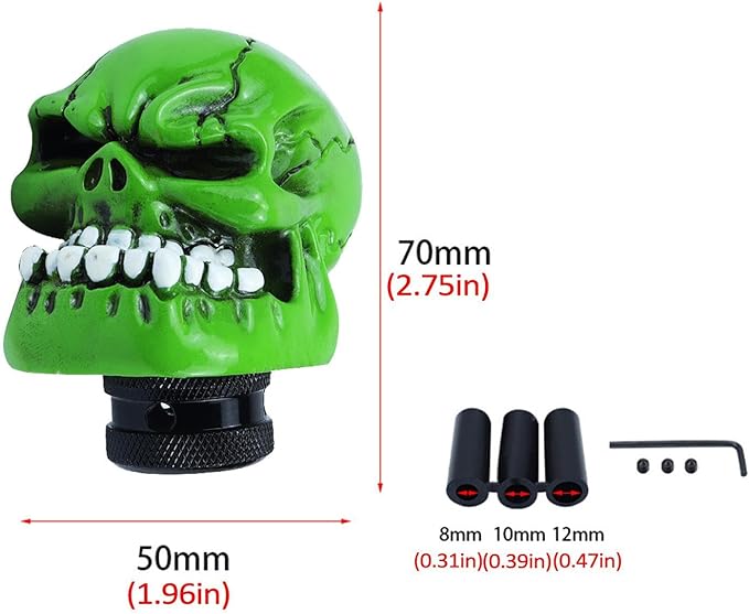 Universal Skull Shift Gear Knob Car Shifter Lever Most Manual Automotive Vehicles(Green)