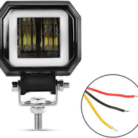 Universal 3 inch Square Shape Blue Angel Eye DRL White Light With Flasher 1 Pc