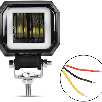 Universal 3 inch Square Shape Blue Angel Eye DRL White Light With Flasher 1 Pc