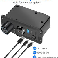 Universal Dual Cigarette Lighter Socket 180W 12V USB Outlet Dual USB-C PD & QC3.0 Car Charger Port with Switch