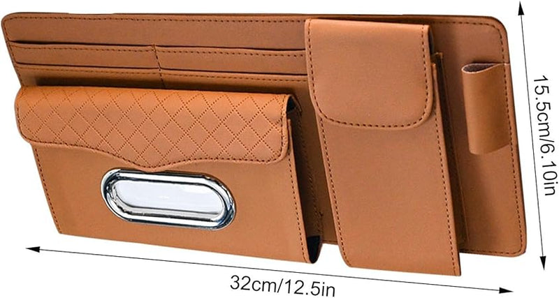 Universal Car Visor Storage Pocket Organizer Truck Visor Organizer Card Holder, Tissue Holder With Multi Pockets 1 Pc (Orange)