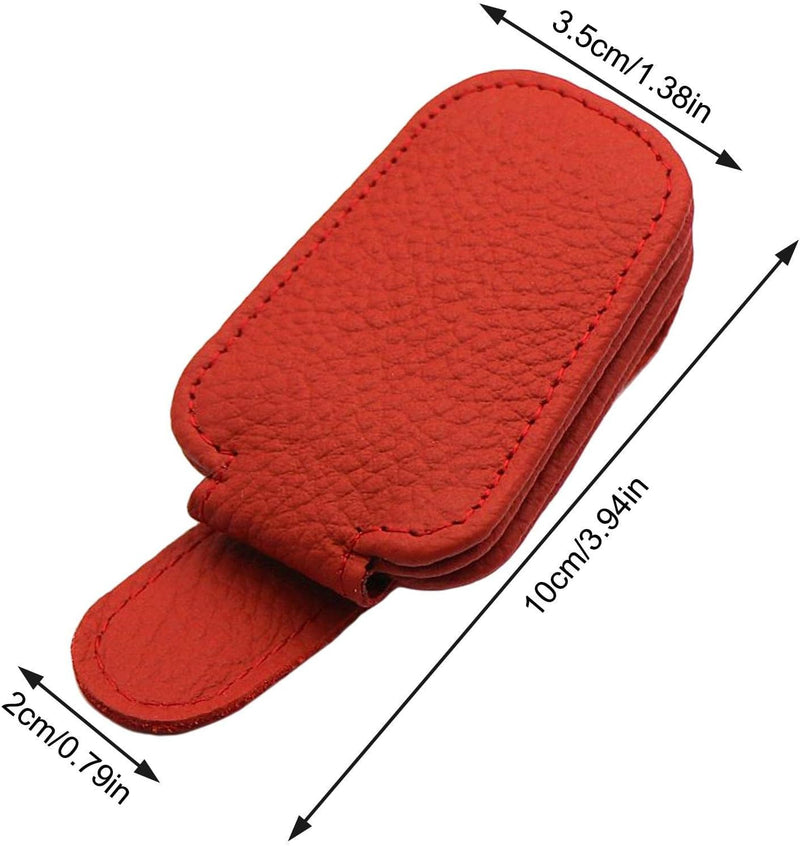 Universal Car Magnetic Sunglass Holder Magnetic Soft PU Leather Sunglass Holder Accessories For Car 1 Pc (Red)