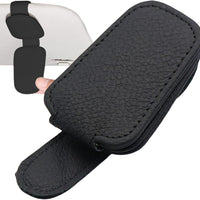 Universal Car Magnetic Sunglass Holder Magnetic Soft PU Leather Sunglass Holder Accessories For Car 1 Pc (Black)