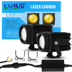2 Pcs Set HJG Universal 120W LZ60 Pro Super Bright LED Laser Fog Light Waterproof Fog Light 12V DC High Low Beam Yellow & White Light