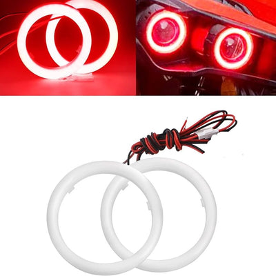 Universal Angel Eye Ring 90mm Red Color With Cotton Plastic Cover LED For Car Headlight 2 Pcs Set
