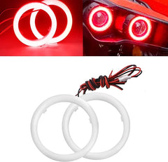 Universal Angel Eye Ring 90mm Red Color With Cotton Plastic Cover LED For Car Headlight 2 Pcs Set