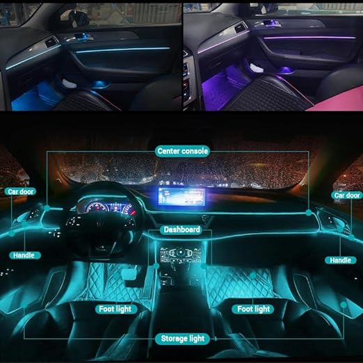 Universal 9 in 1 Ambient Light Car Interior Light Decoration Multi Colour With Mobile Operated