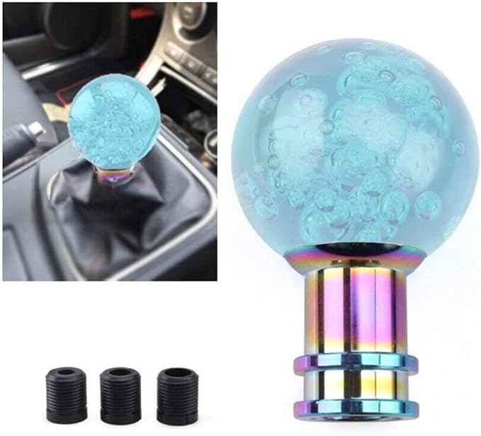 Universal Acrylic Round Ball Style Gear Shift Knob Manual Transmission Shifter Lever Stick(Ice Blue)