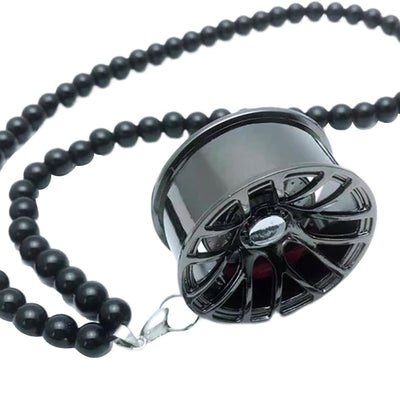 Universal Aluminum Rim Car Hanging Rear View Mirror Decoration Accessories For Car 1 Pc(Black)