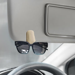 Universal Car Magnetic Sunglass Holder Magnetic Soft PU Leather Sunglass Holder Accessories For Car 1 Pc (Beige)