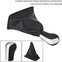 Universal 5 Speed Silver Gear Knob With Leather Boot Cover In Premium Quality