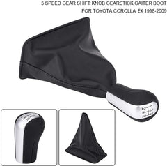Universal 5 Speed Silver Gear Knob With Leather Boot Cover In Premium Quality