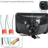 Universal 4X6 Chrome Projector Headlights Car Equipped with Headlights. Left + Right Pair Headlamps Assembly 2 pcs Set