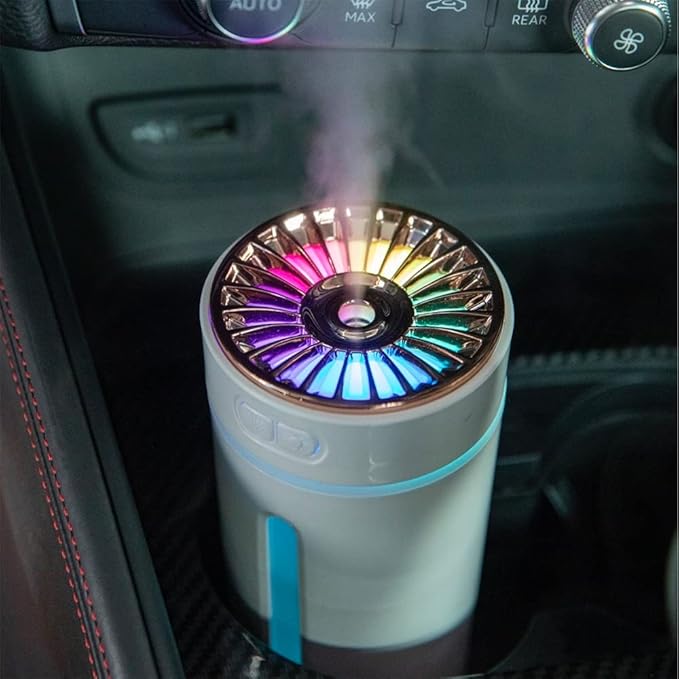 Wireless Air Humidifier Colorful lights Purifier 800mAh Rechargeable Cool Mist Maker For Car, Offices, And Home(White)