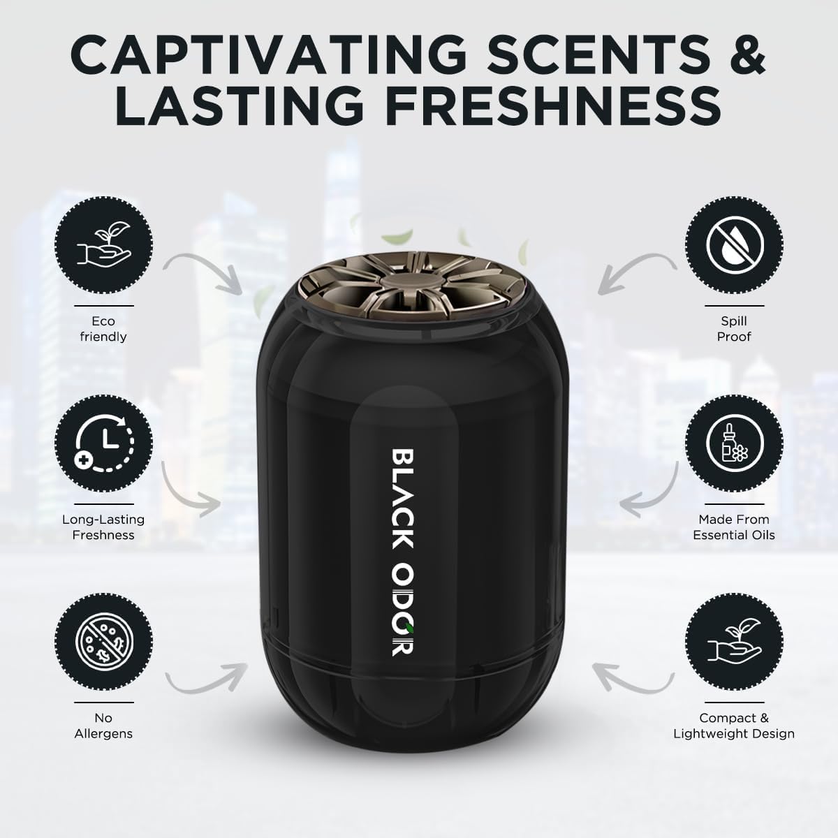 1 Pc Universal Black Odor Premium Car Gel Air Freshener Stylish Effective Long-Lasting For Car