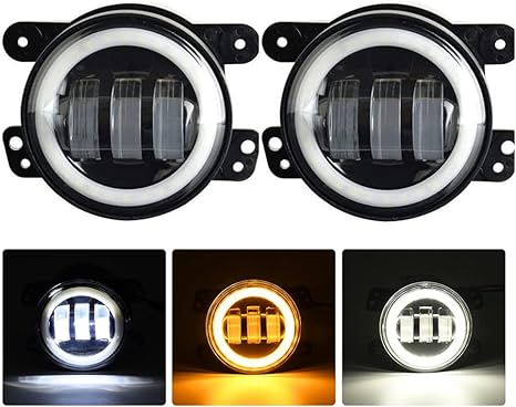 Universal Angel Eyes LED Fog Light Car Front Foglight Replacement Auto Lamp DRL Driving Fog Lamp for Car 2 Pc
