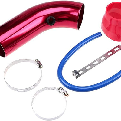 Universal Aluminum Air Intake Pipe / Hose Air Filter Intake System Duct Tube Kit (RED)