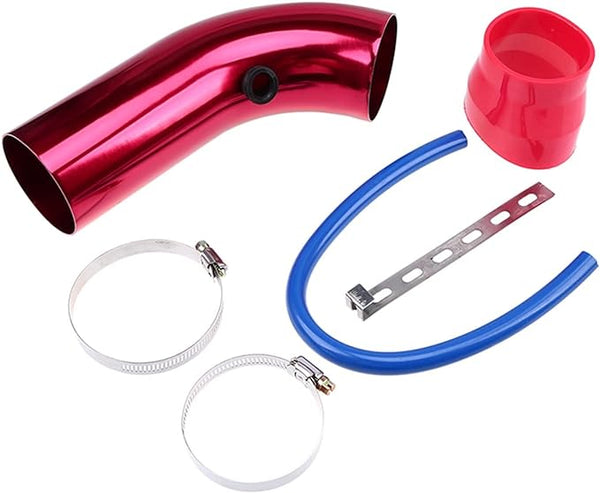 Universal Aluminum Air Intake Pipe / Hose Air Filter Intake System Duct Tube Kit (RED)