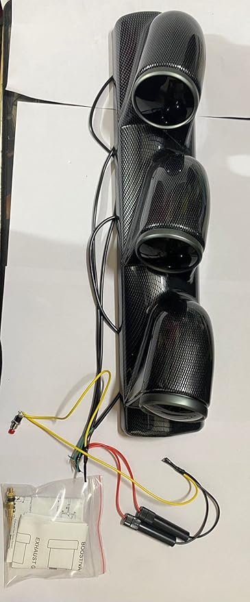 Car 12V 3in1 Carbon Fiber HKS Triple Pillar Gauge Meter Volt & Water Temp & RPM For Car 1 Pc